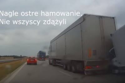 Nagranie z konkretnego dzwona TIRa i busa na autostradzie A1! Miał sporo szczęścia!